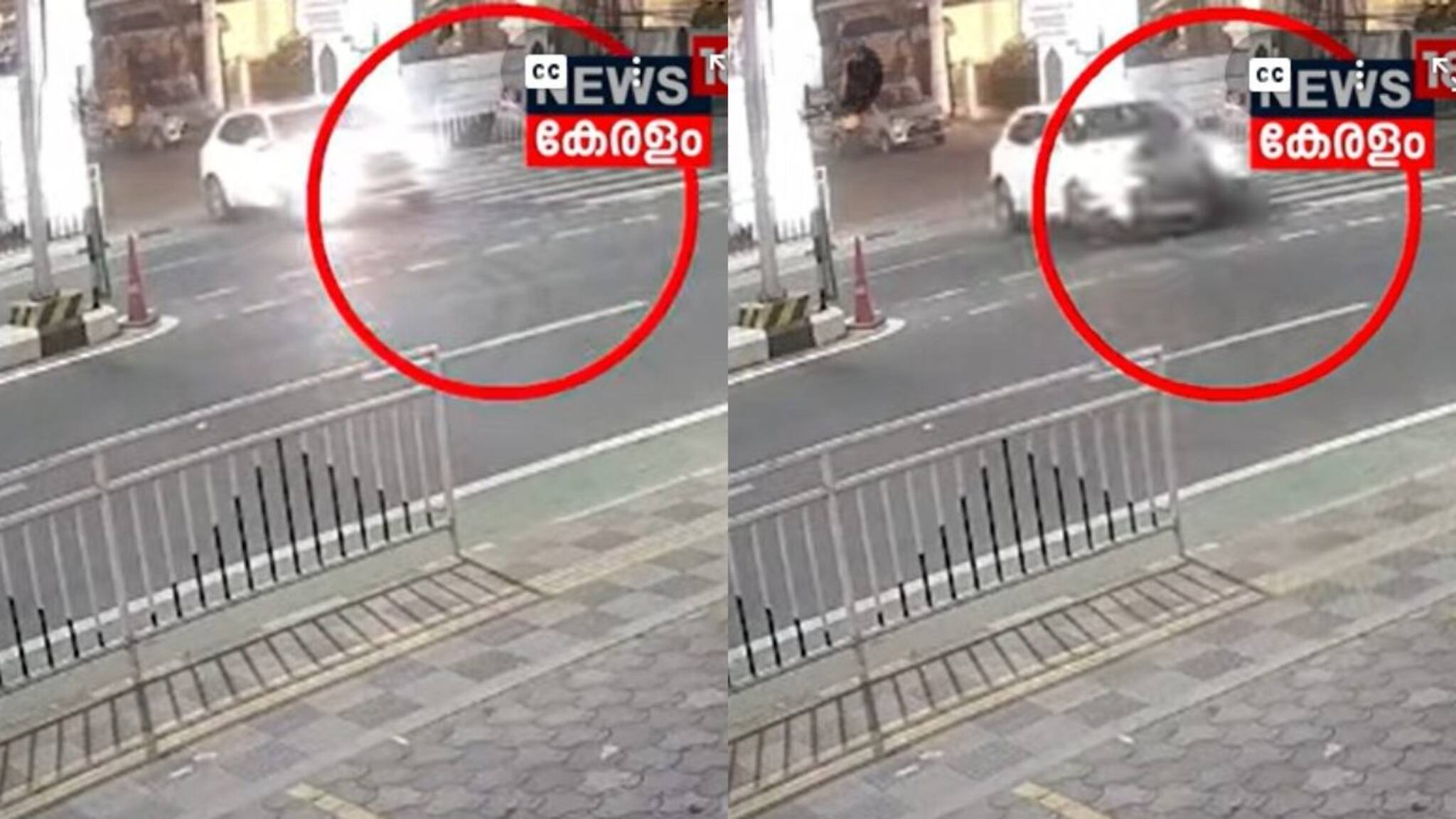 മണിയൻപിള്ള രാജുവിന്റെ അപകടദൃശ്യം പുറത്ത്; മെല്ലെ റോഡിലേക്ക് വരുന്ന കാറിൽ അതിവേഗം ഇടിക്കുന്ന ബൈക്ക്