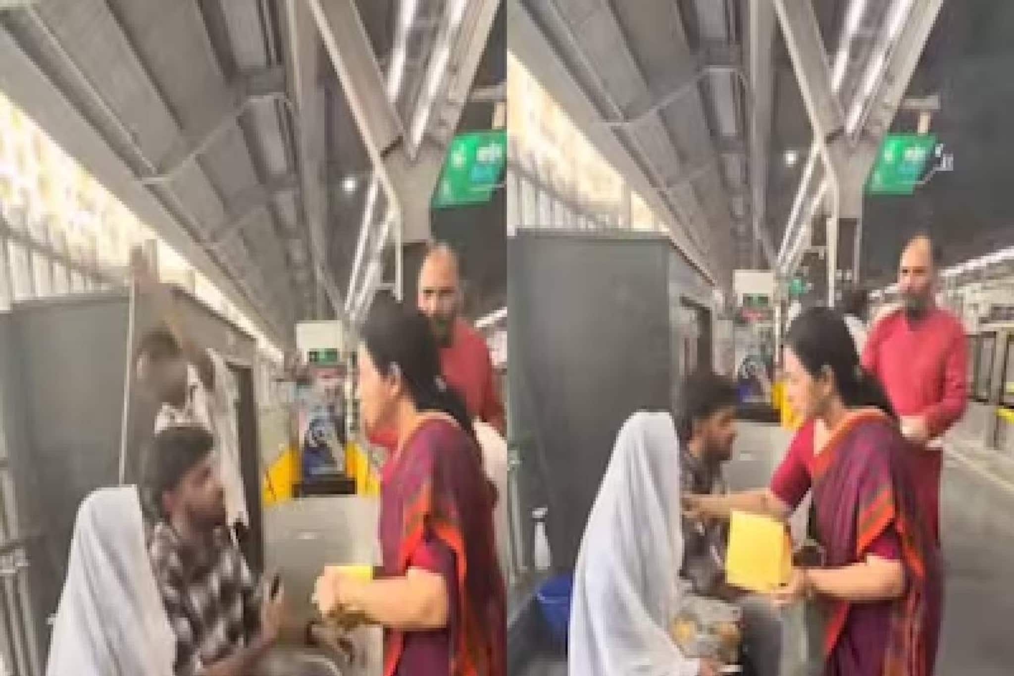 മെട്രോ സ്റ്റേഷനിൽ മകനെ കാമുകിക്കൊപ്പം പിടികൂടിയ അമ്മ അവിടെ വച്ച് 'നിശ്ചയം' നടത്തി; വീഡിയോ വൈറൽ