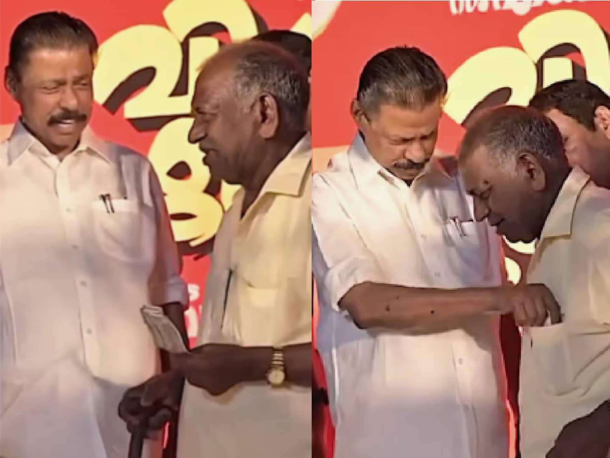 ബാലുശേരിയിലെ എൽഡിഎഫ് ജാഥയിൽ വേദിയിൽ പെൻഷൻ പണം നൽകിയത് പാർട്ടിക്കാർ പറഞ്ഞിട്ടെന്ന്