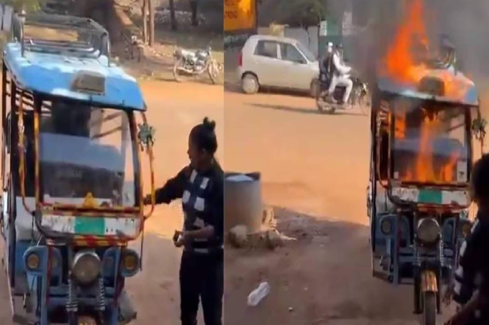 വാഹനം നന്നാക്കാൻ കമ്പനി വിസമ്മതിച്ചു; യുവതി സ്വന്തം ഇ-റിക്ഷ തീയിട്ട് നശിപ്പിച്ചു