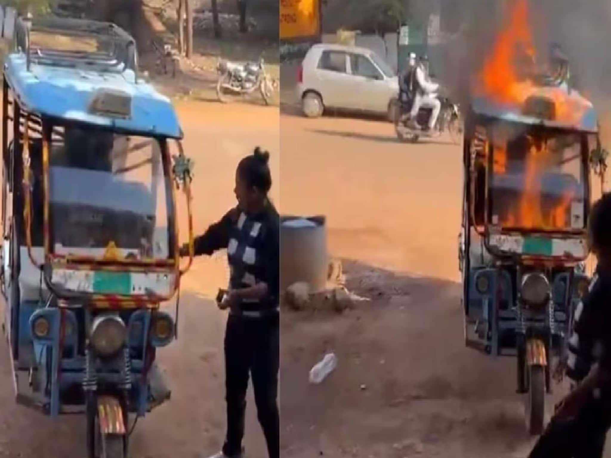 വാഹനം നന്നാക്കാൻ കമ്പനി വിസമ്മതിച്ചു; യുവതി സ്വന്തം ഇ-റിക്ഷ തീയിട്ട് നശിപ്പിച്ചു