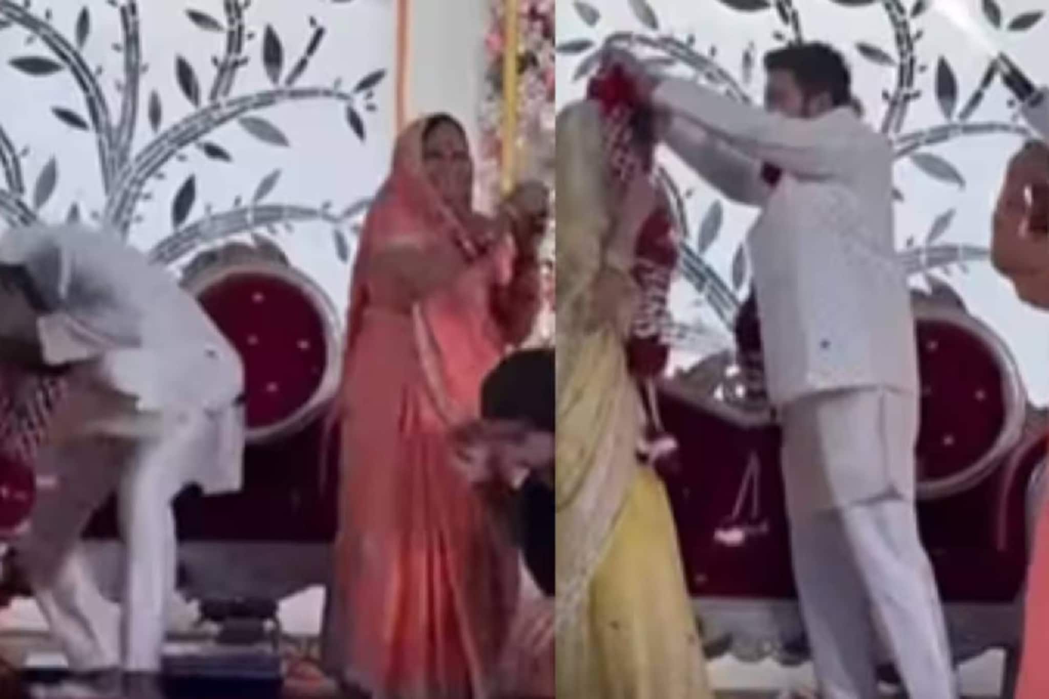 വിവാഹവേദിയിൽ സ്പാർക്കിൾ ഗൺ പൊട്ടിച്ച്  വരന്റെ അമ്മൂമ്മ; അതിഥികൾ ജീവനുംകൊണ്ടോടി