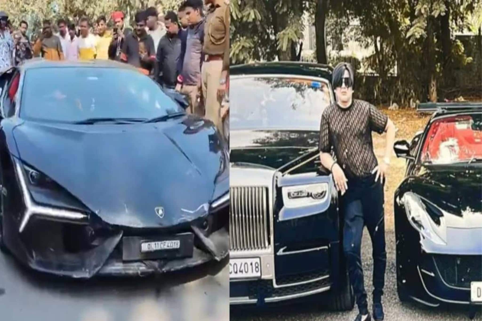 ബിസിനസുകാരന്റെ മകന്റെ ലംബോർഗിനി കാൽനടയാത്രക്കാർക്കിടയിലേക്ക് പാഞ്ഞുകയറി; ബൈക്ക് യാത്രികൻ 10 അടി ഉയരത്തിൽ പൊങ്ങി