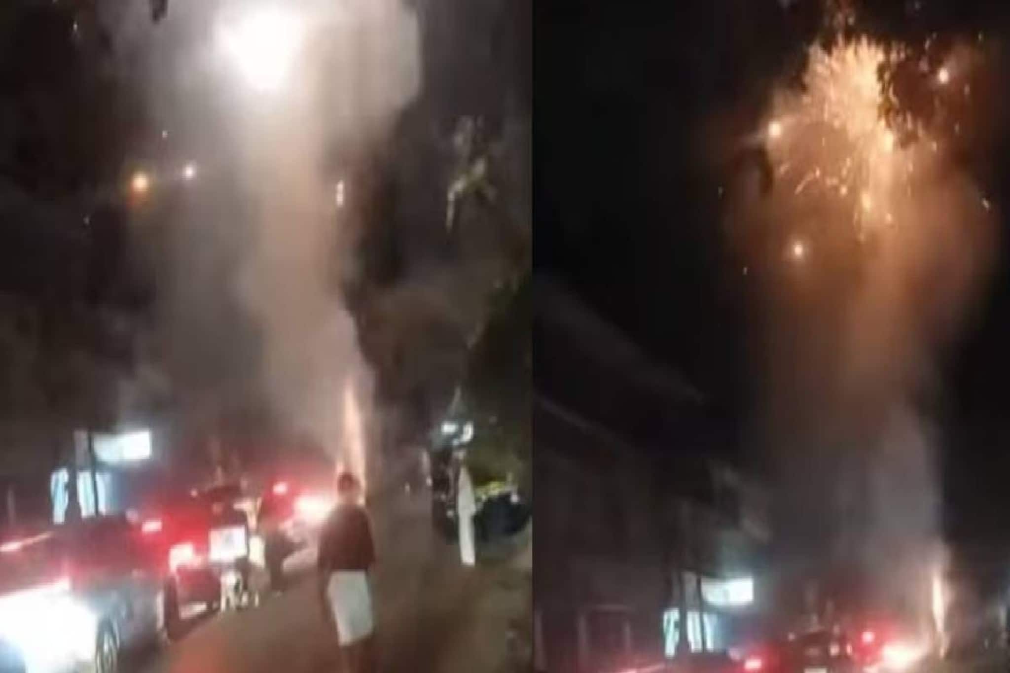 നാദാപുരത്ത് വിവാഹാഘോഷത്തിനിടെ റോഡിൽ പടക്കം പൊട്ടിച്ചു; ഗതാഗതം തടസ്സപ്പെടുത്തി യുവാക്കൾ നാദാപുരത്ത് വിവാഹാഘോഷത്തിനിടെ റോഡിൽ പടക്കം പൊട്ടിച്ചു; ഗതാഗതം തടസ്സപ്പെടുത്തി യുവാക്കൾ