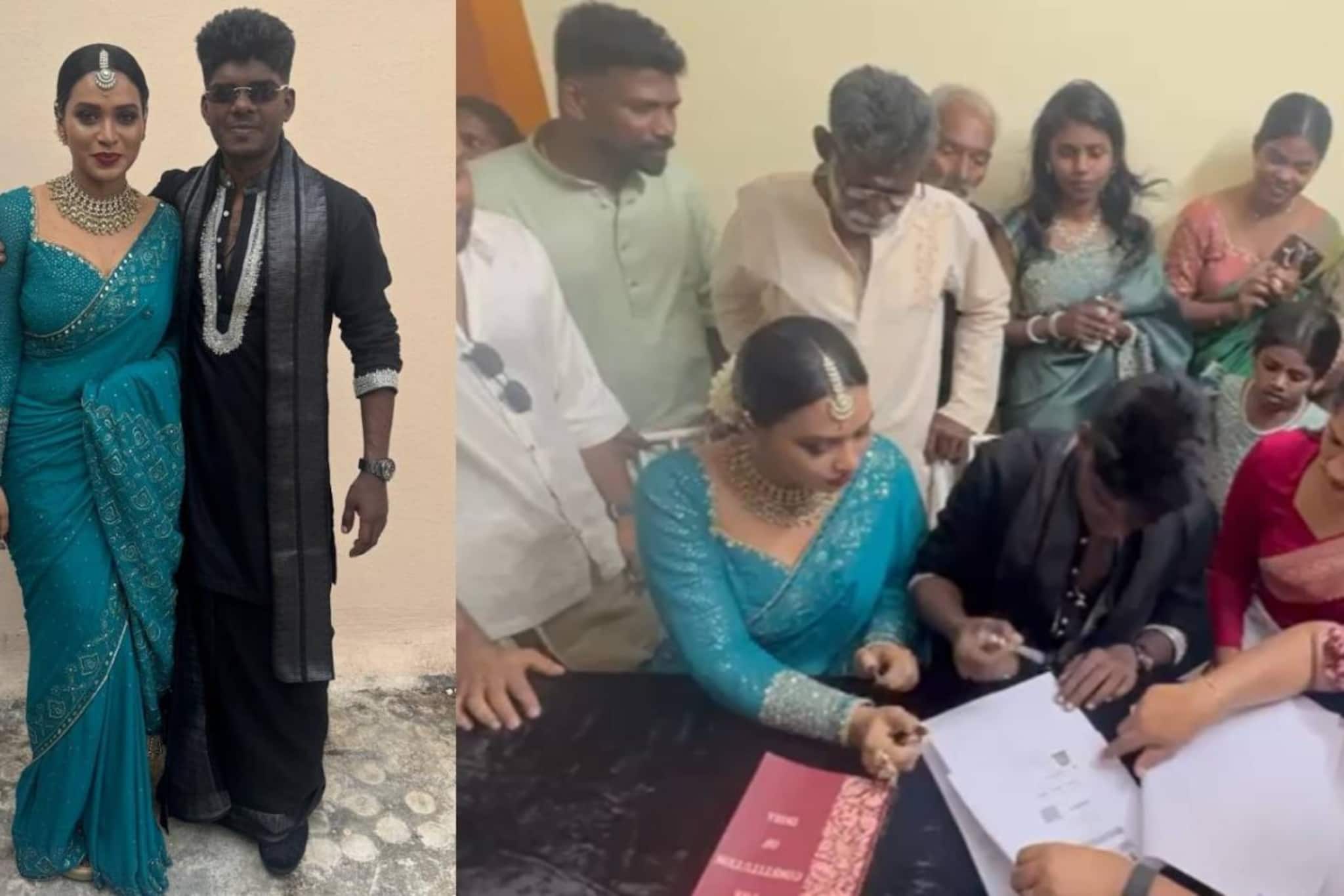 ലളിതം, സുന്ദരം; ഭരണഘടന സാക്ഷിയാക്കി വേടനും നവമി ലതയും വിവാഹിതരായി ലളിതം, സുന്ദരം; ഭരണഘടന സാക്ഷിയാക്കി വേടനും നവമി ലതയും വിവാഹിതരായി