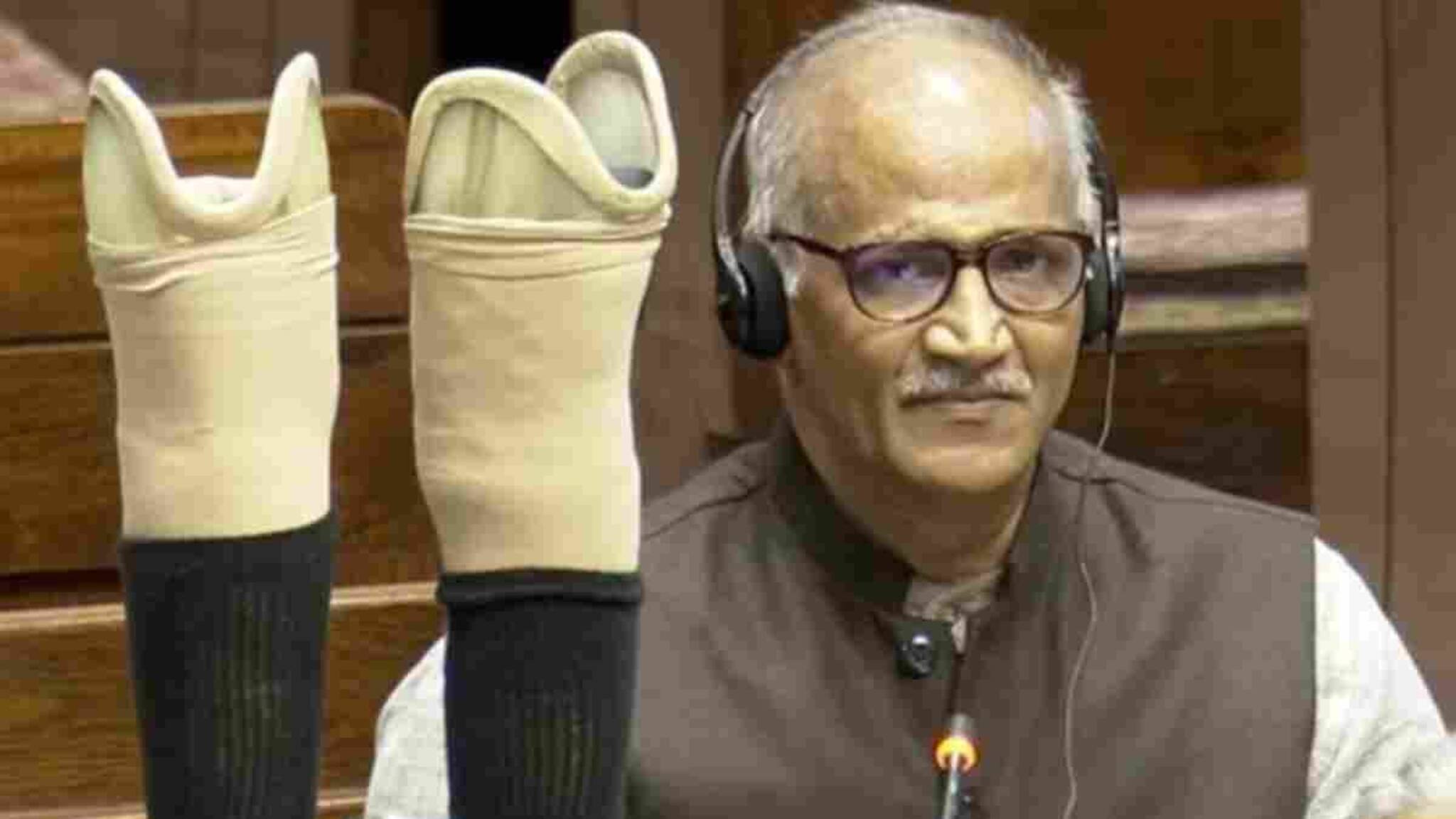 രാജ്യസഭയിൽ വെപ്പുകാലുകൾ മേശപ്പുറത്ത് വെച്ച് സി സദാനന്ദൻ മാസ്റ്റർ; ഗണഗീതവും പാടി