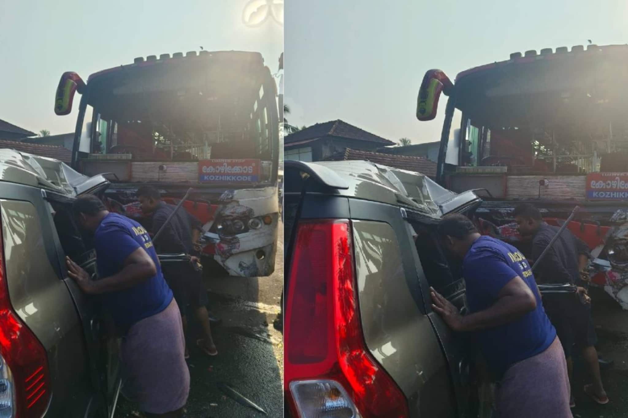 മലപ്പുറത്ത് വിമാനത്താവളത്തിൽ നിന്നും മടങ്ങിയ കാറും ബസും കൂട്ടിയിടിച്ച് മൂന്നു മരണം