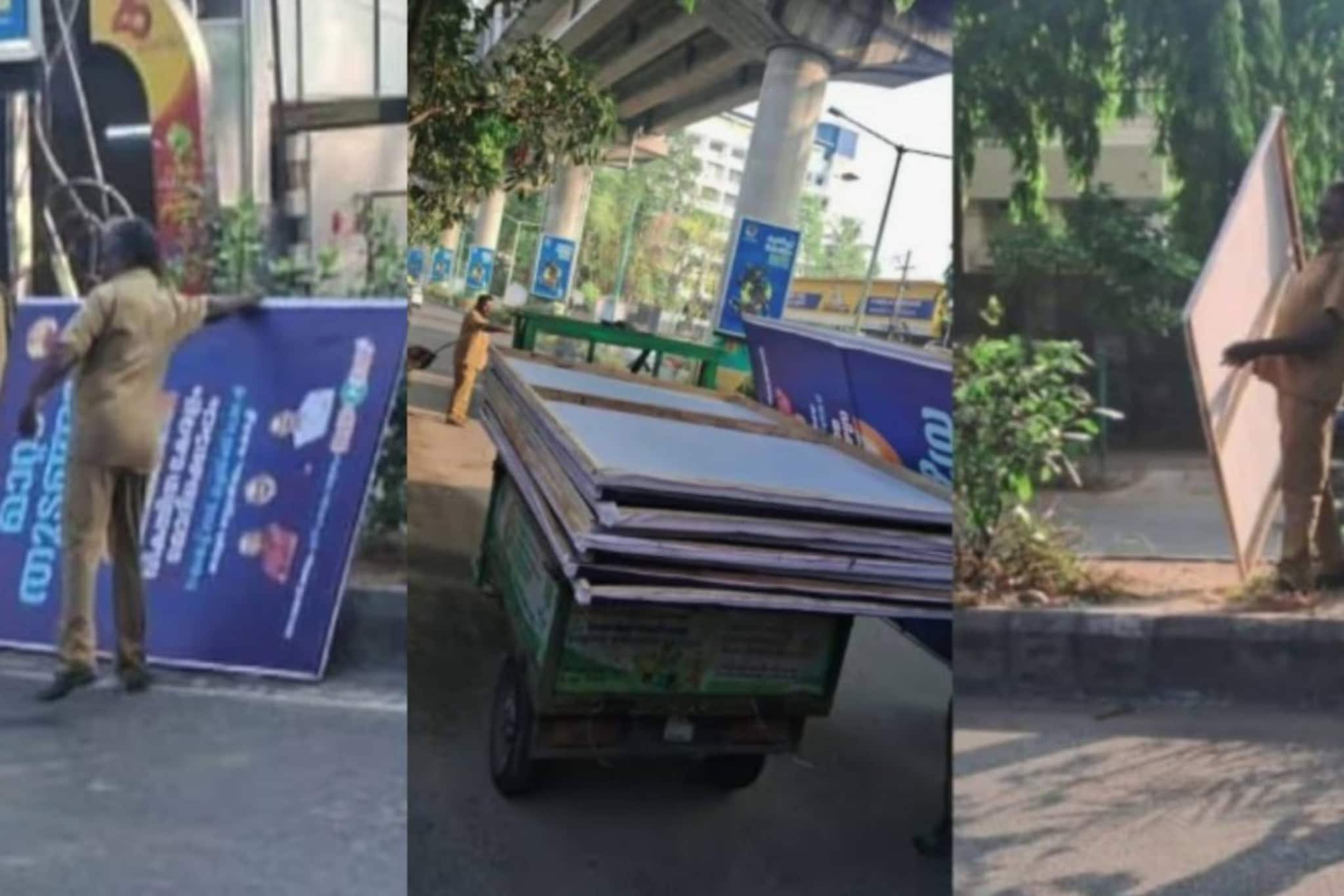 പ്രധാനമന്ത്രിയുടെ ചിത്രം പതിപ്പിച്ച ഫ്ലക്സുകൾ നീക്കം ചെയ്ത് കൊച്ചി കോർപ്പറേഷൻ, നടപടി മോദി എത്തുന്നതിന് തൊട്ടുമു