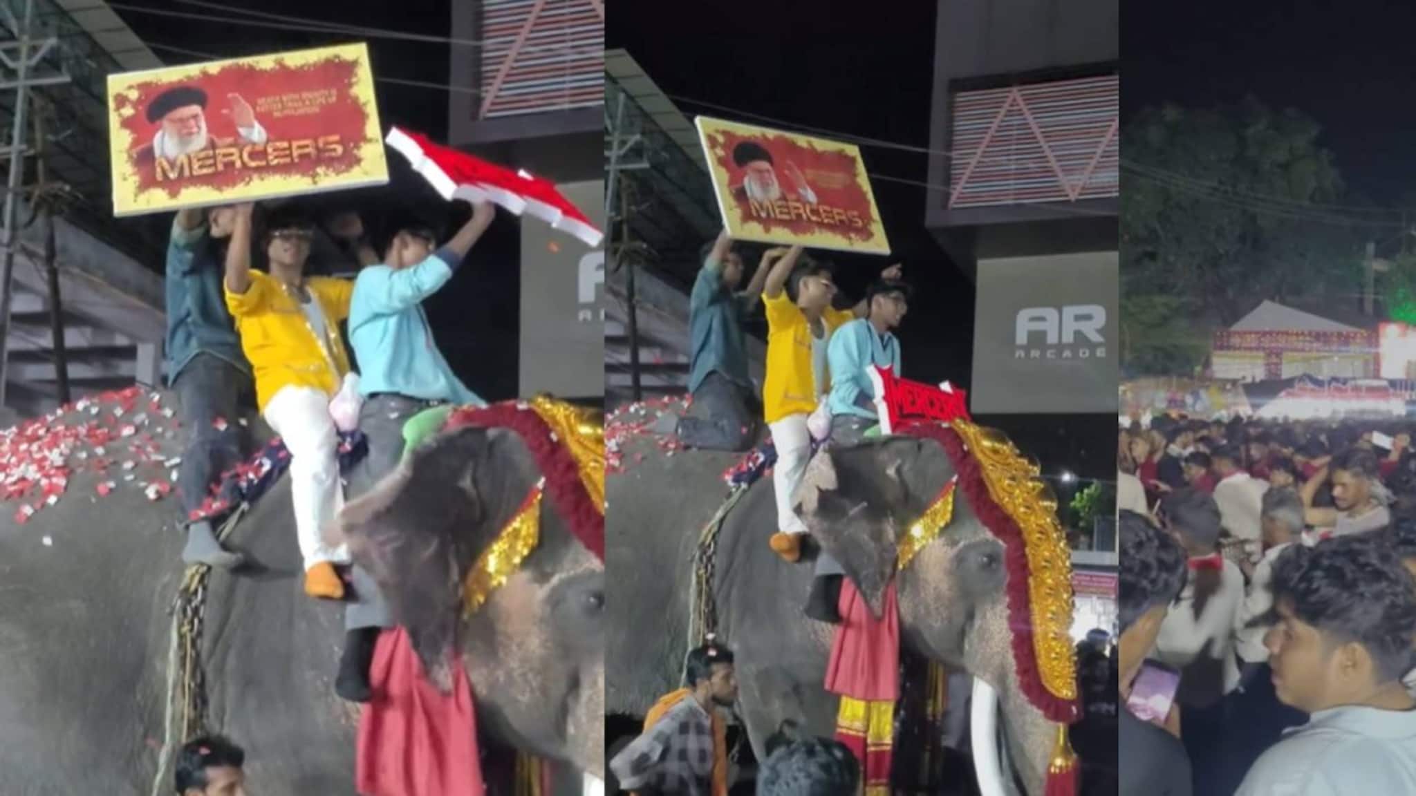 പട്ടാമ്പി നേർച്ചയ്ക്കിടെ ആനപ്പുറത്ത് ആയത്തുള്ള ഖമനയിയുടെ പോസ്റ്റർ