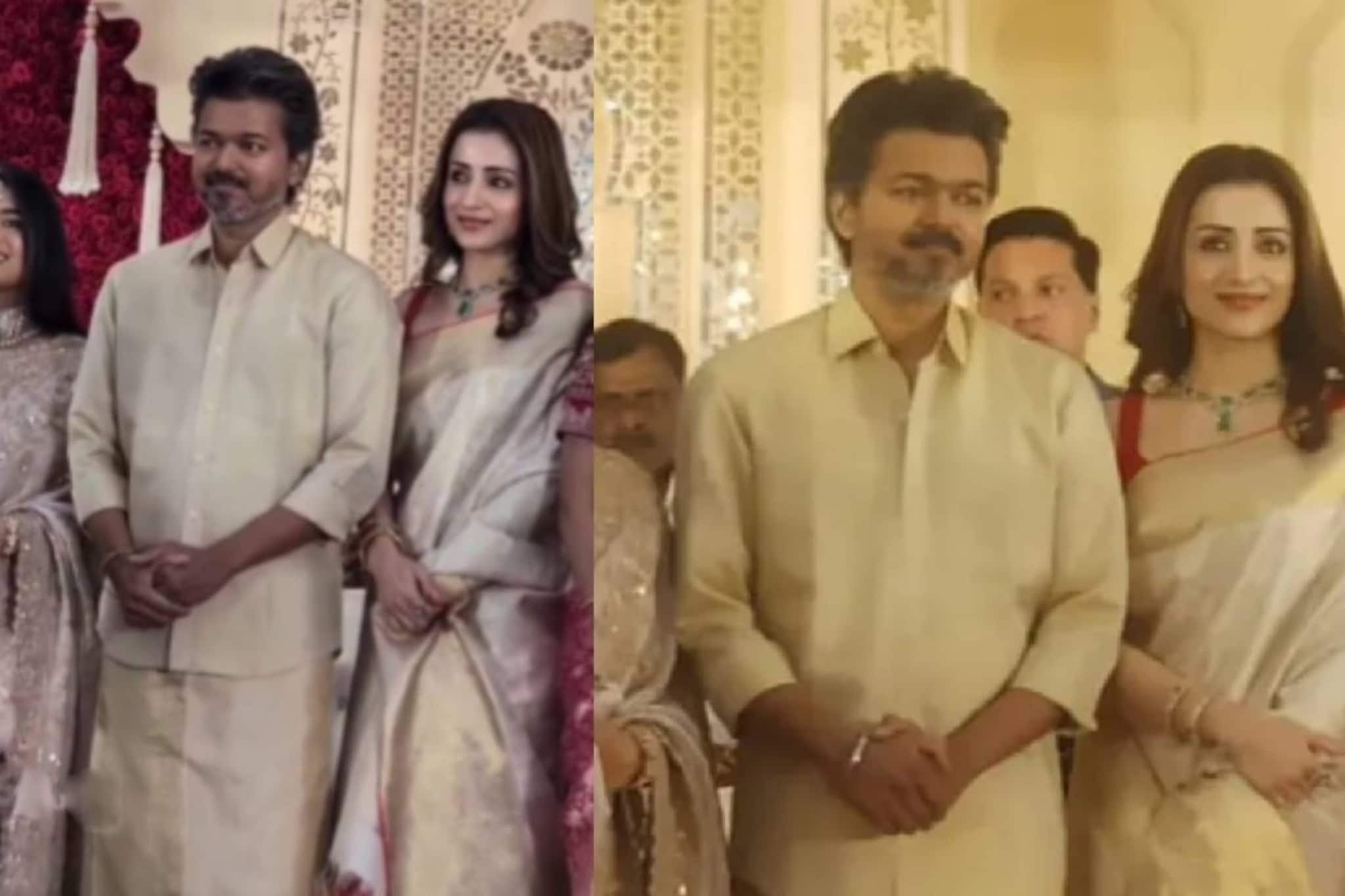 വിവാഹമോചന വിവാദങ്ങൾക്കിടെ വിജയ് തൃഷയ്ക്കൊപ്പം വിവാഹവിരുന്നിൽ ; മടക്കവും ഒന്നിച്ച്