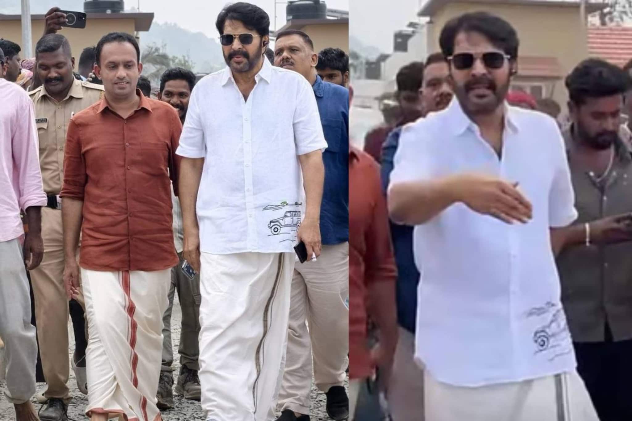 മമ്മൂട്ടി വയനാട് ടൗൺഷിപ്പ് സന്ദർശനത്തിനിടെ സിപിഎം ജില്ലാ സെക്രട്ടറിയോട് ;'എന്‍റെ കൂടെ ഇങ്ങനെ നിൽക്കുന്നതെന്തിനാണ്?'