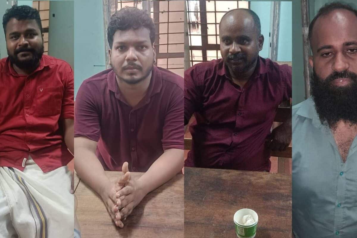 പിണറായിയുടെ വീട്ടിൽ റെയ്ഡിനെത്തിയ ഇ ഡി ഉദ്യോഗസ്ഥരെ ആക്രമിച്ചകേസിൽ നാലുപേർ അറസ്റ്റില്