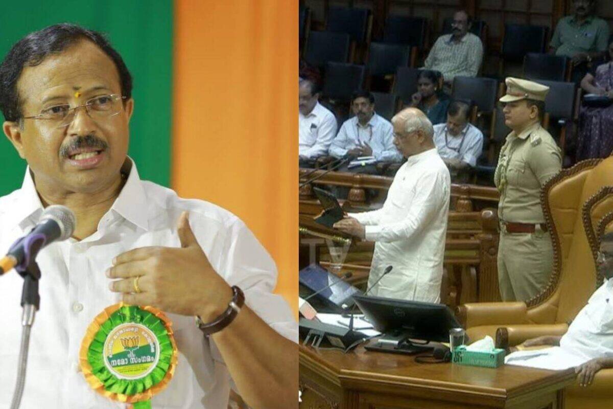 വന്ദേമാതരം പൂർണമായും ആലപിച്ചില്ല; പ്രതിഷേധവുമായി വി മുരളീധരൻ