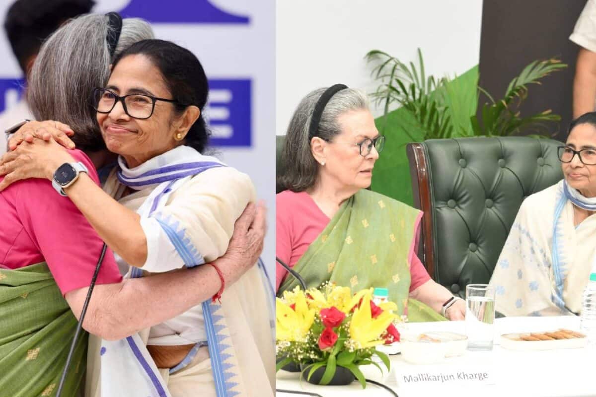 ആലിംഗനം ചെയ്ത് സോണിയയും മമതയും; അപൂർവ നിമിഷം 'ഇന്ത്യാ' മുന്നണി യോഗത്തിനിടെ