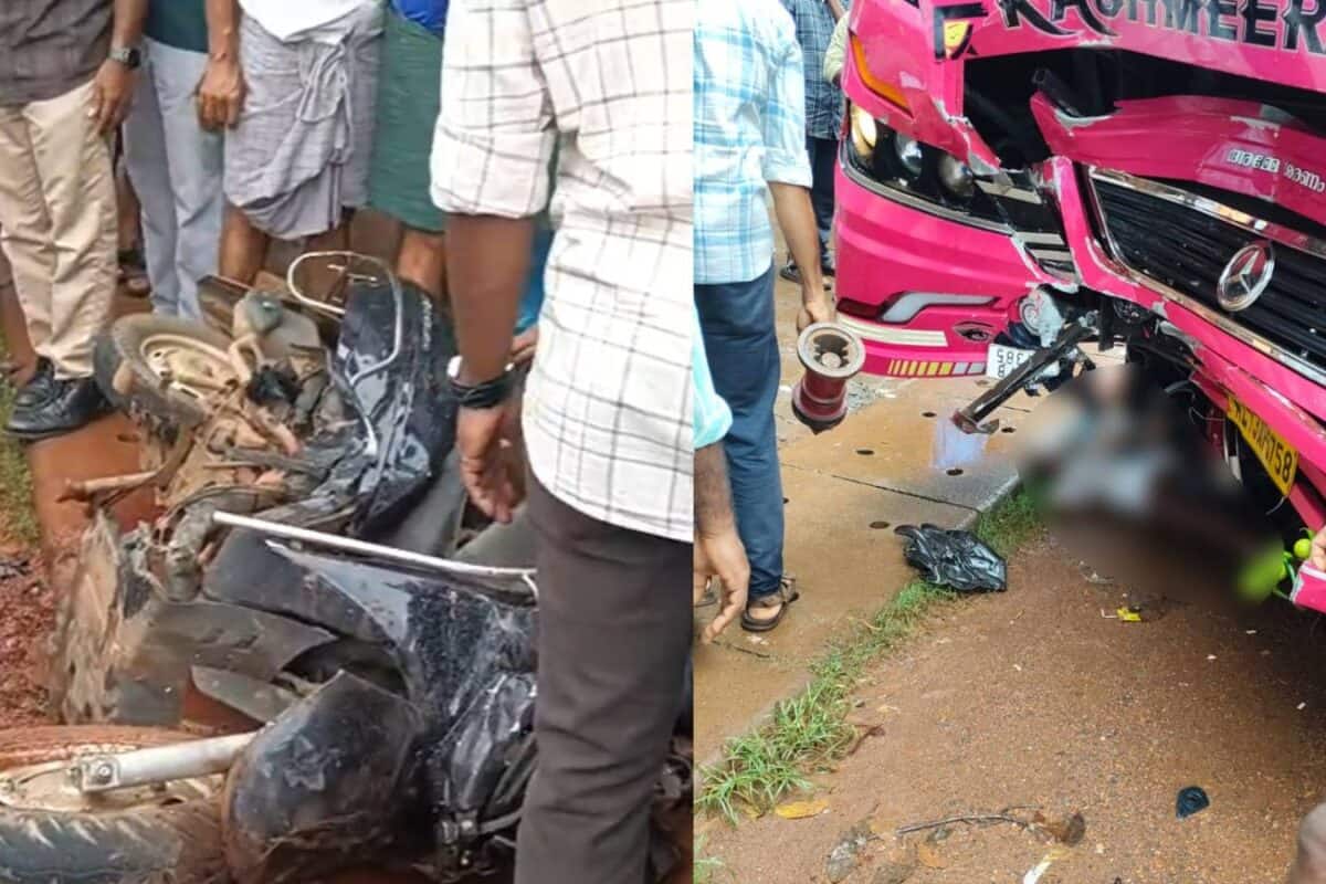 കണ്ണൂരിൽ സ്വകാര്യ ബസ് സ്കൂട്ടറിലിടിച്ച് അച്ഛനും മകനും മരിച്ചു; മറ്റൊരു ബൈക്കിനെ ഇടിക്കാതിരിക്കാൻ നോക്കുമ്പോൾ