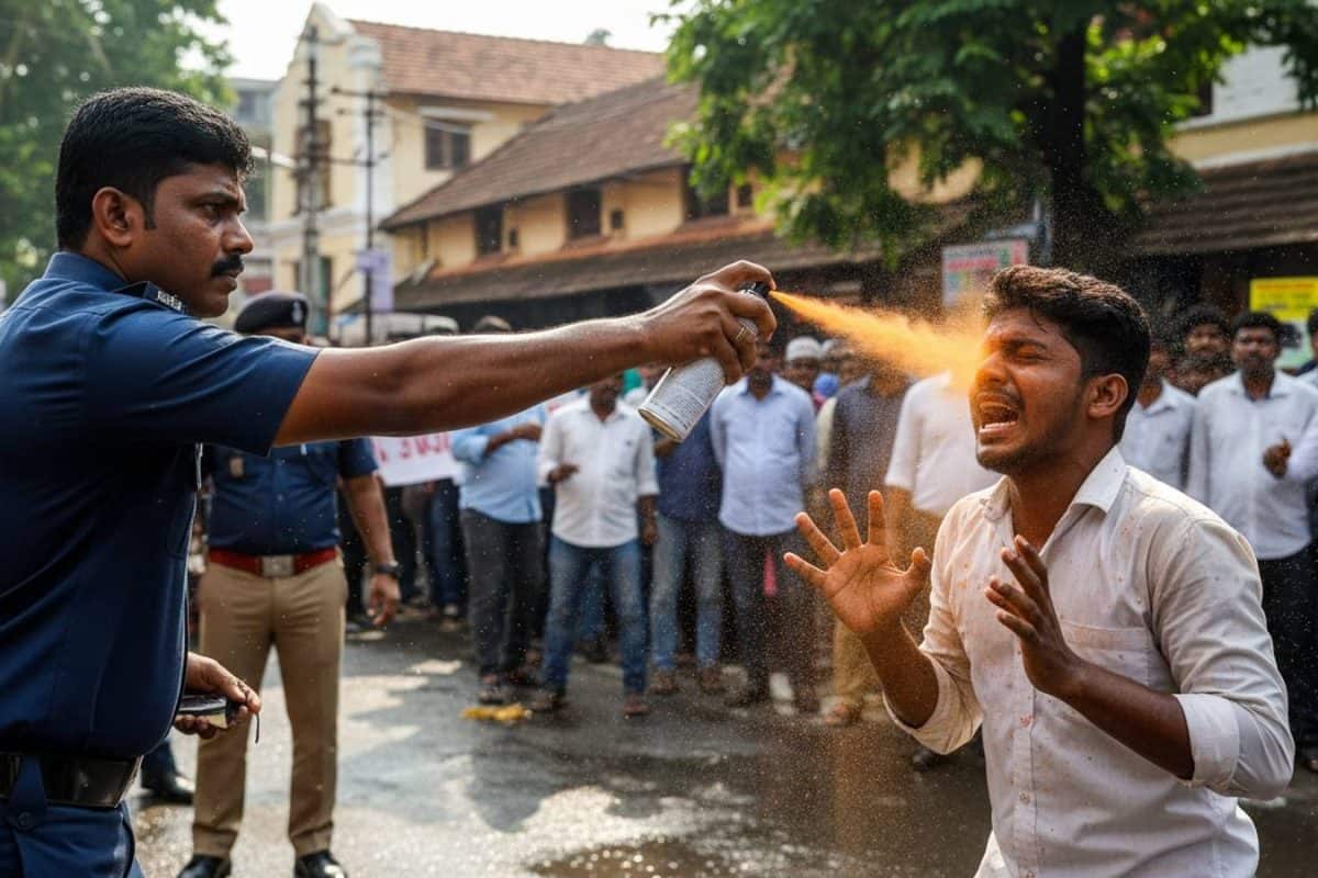 ഭാര്യക്ക് മെസേജ് അയച്ചതിന് യുവാവിന്റെ കണ്ണിൽ എസ് ഐയുടെ പെപ്പർ സ്പ്രേ പ്രയോഗം; അരലക്ഷം നഷ്ടപരിഹാരം നൽകാൻ ഉത്തരവ്