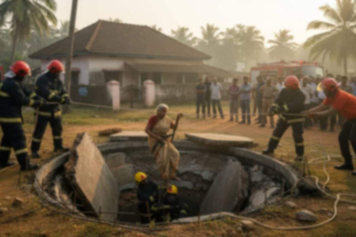 സീരിയല് നടിയായ വയോധിക സെപ്റ്റിക് ടാങ്ക് തകര്ന്ന് 15 അടിയോളം താഴ്ചയുള്ള കുഴിയില് വീണു