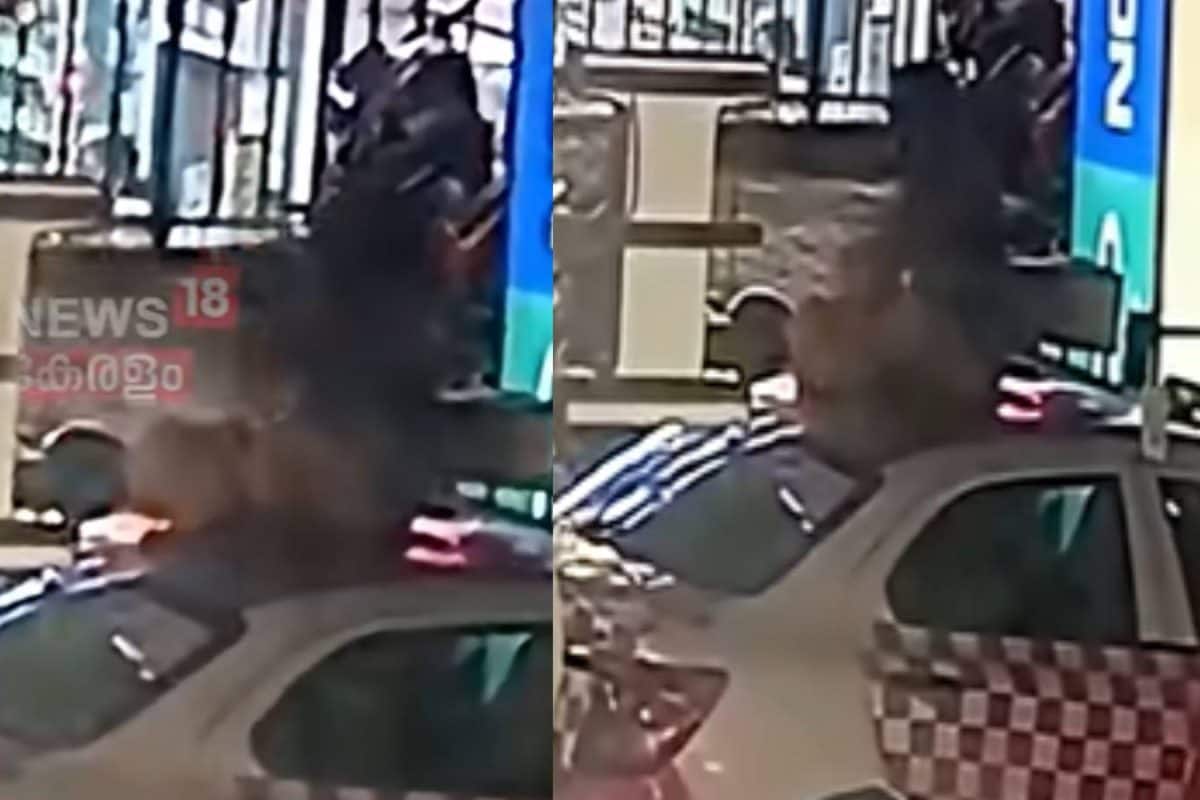 പിങ്ക് പൊലീസ് വാഹനത്തിന്റെ മുകളിൽ കയറി മദ്യപന്റെ അസഭ്യവർഷം