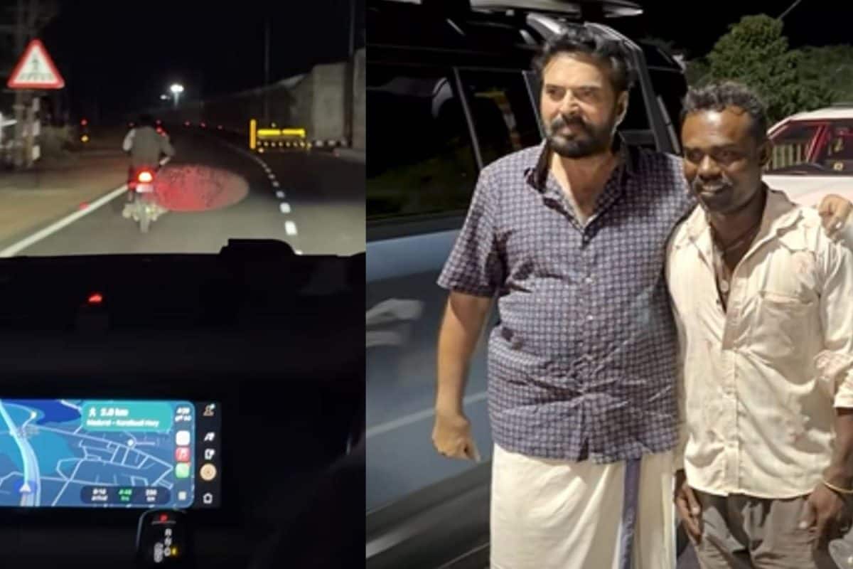 'നീങ്കൾ മമ്മൂട്ടി സാറാ, എന്നെ ഫോളോ സെയ്'; 10 കിലോമീറ്ററോളം വഴിക്കാട്ടിയായ യുവാവിനെ ചേർത്തുപിടിച്ച് മമ്മൂട്ടി