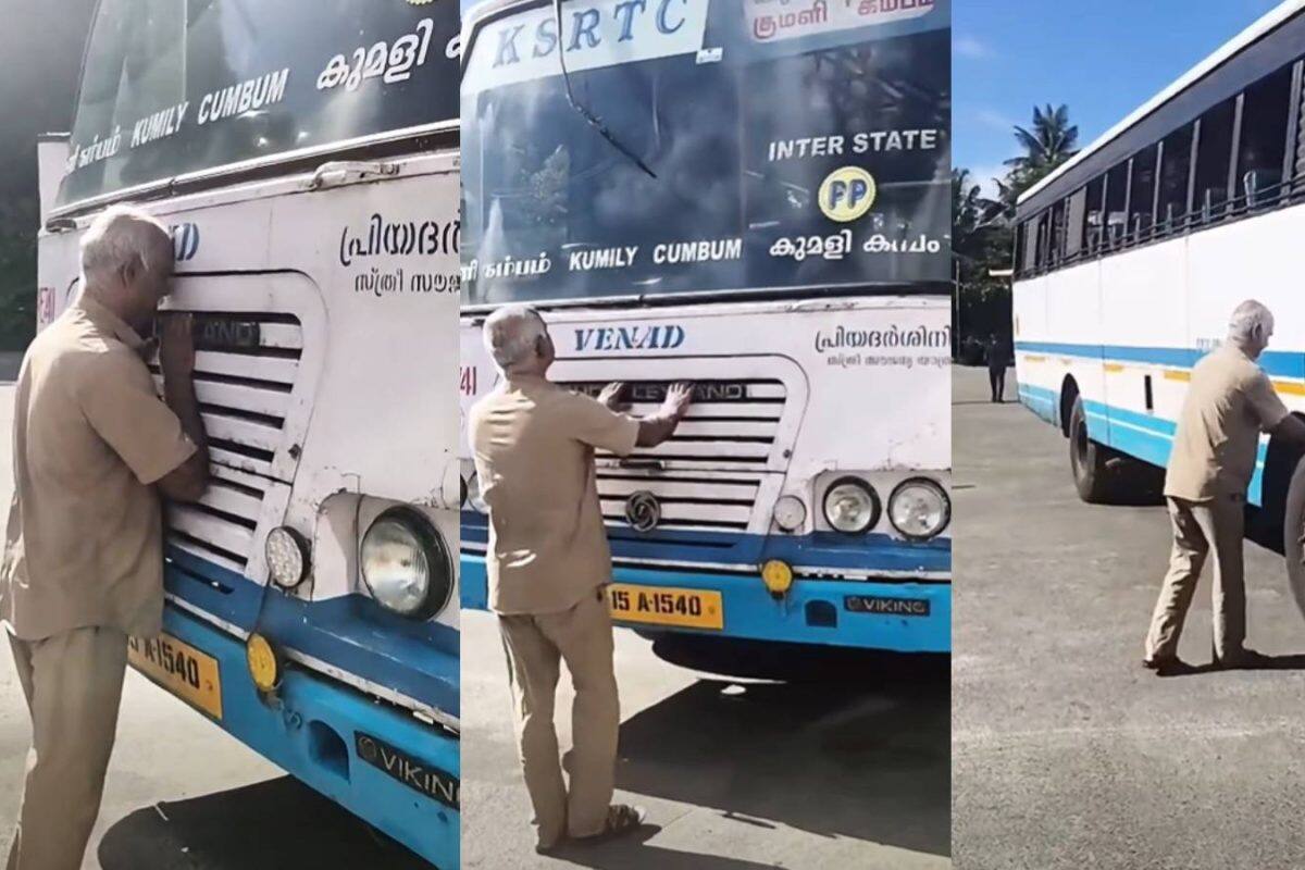 അന്നം തന്ന വണ്ടിക്ക് ഒരു മുത്തം; ടയറിൽ തൊട്ടുതൊഴുത KSRTC ഡ്രൈവറുടെ വൈകാരികമായ വിരമിക്കൽ വൈറൽ