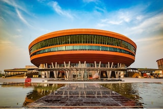 Bharat Mandapam is a ground scraper building at Pragati Maidan, serving as an International Exhibition-cum-Convention Centre (IECC) in New Delhi, India. Copyright (c) 2023 PradeepGaurs/Shutterstock.