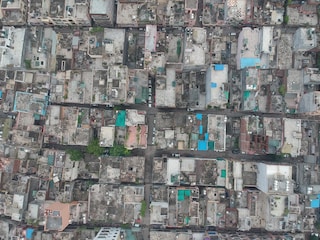 Bird Eye View of a residential colony during early morning at Shahdara in Delhi, India. Copyright (c) 2020 RohillaStudios/Shutterstock.