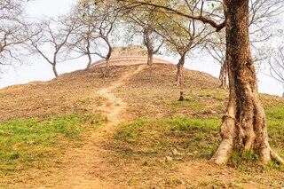 The backside of The Kesaria stupa, human walkways to the stupa, Bihar, India. Copyright (c) Senwaan / Shutterstock