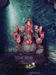 Very old lord Ganesha statue in Dhapri village of Munger district Bihar the locals says the temple is more than 120 yrs old. Copyright (c) 2019 Ishaan_0729/Shutterstock.