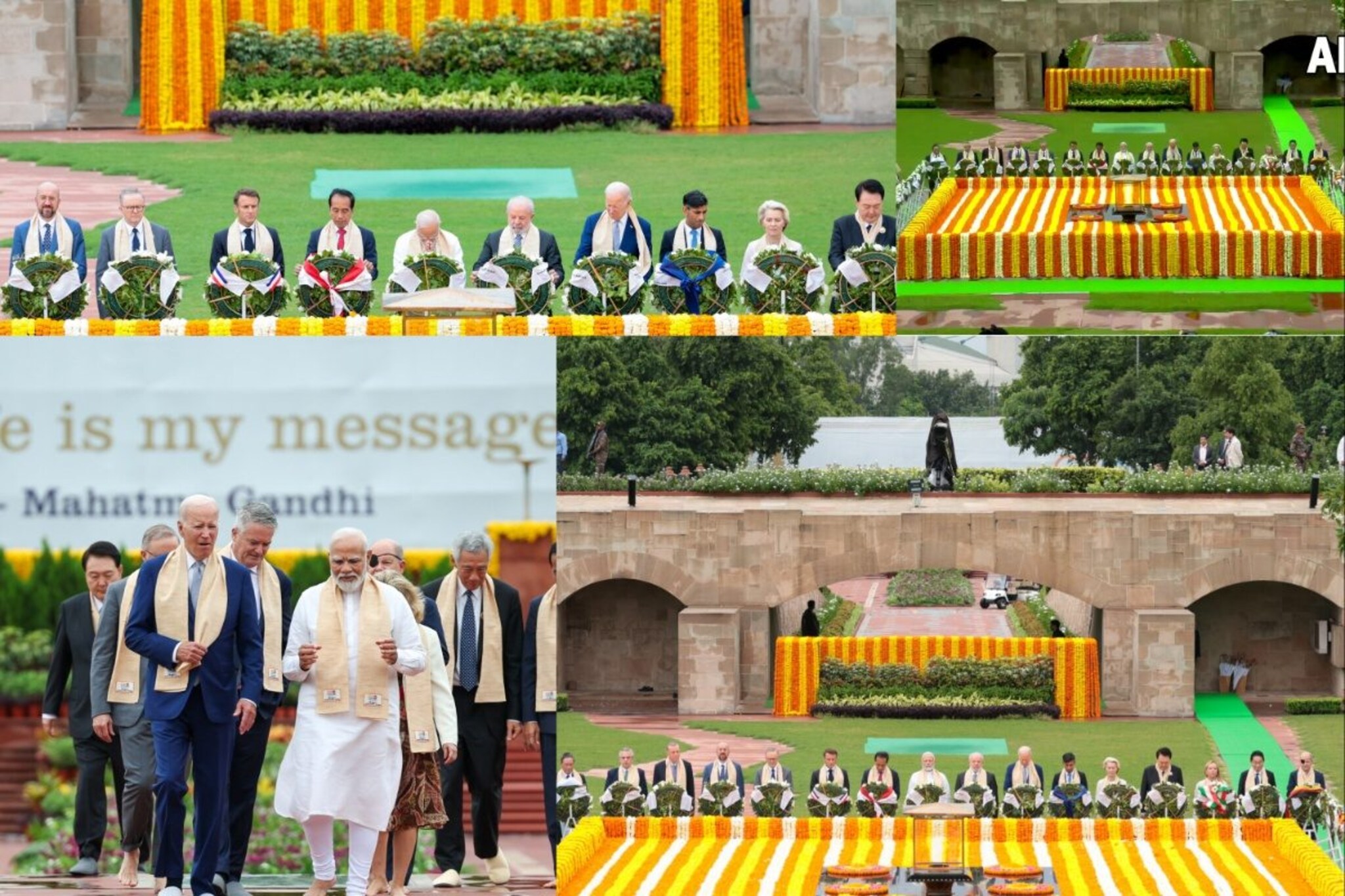 बायडेन, सुनक यांच्यासह G20 नेते महात्मा गांधींच्या समाधीस्थळी नतमस्तक