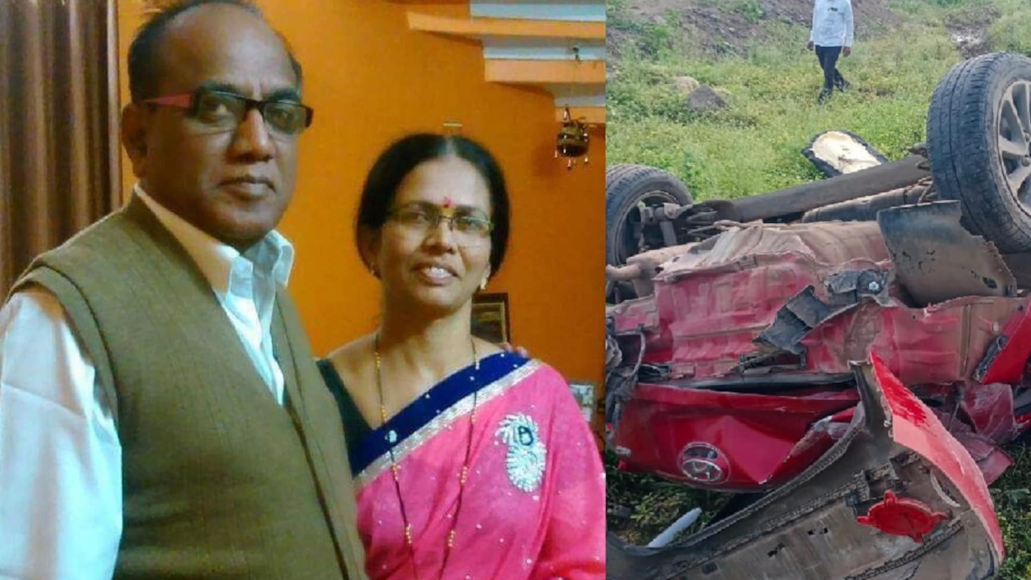 Nanded : कारचा भीषण अपघात, शिक्षक पती-पत्नी जागीच ठार; मुलगा गंभीर जखमी