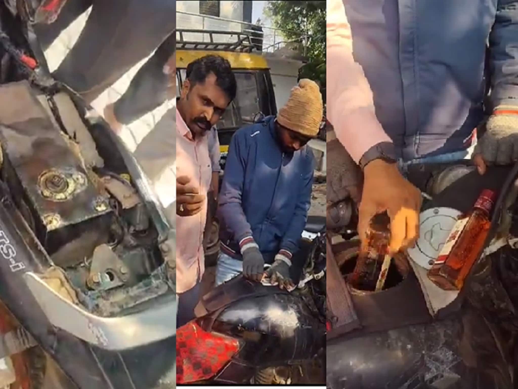 पेट्रोलच्या टाकीत दारुचा स्टॉक, गाडी कशी चालवली? जुगाड पाहून पोलीस चक्रावले
