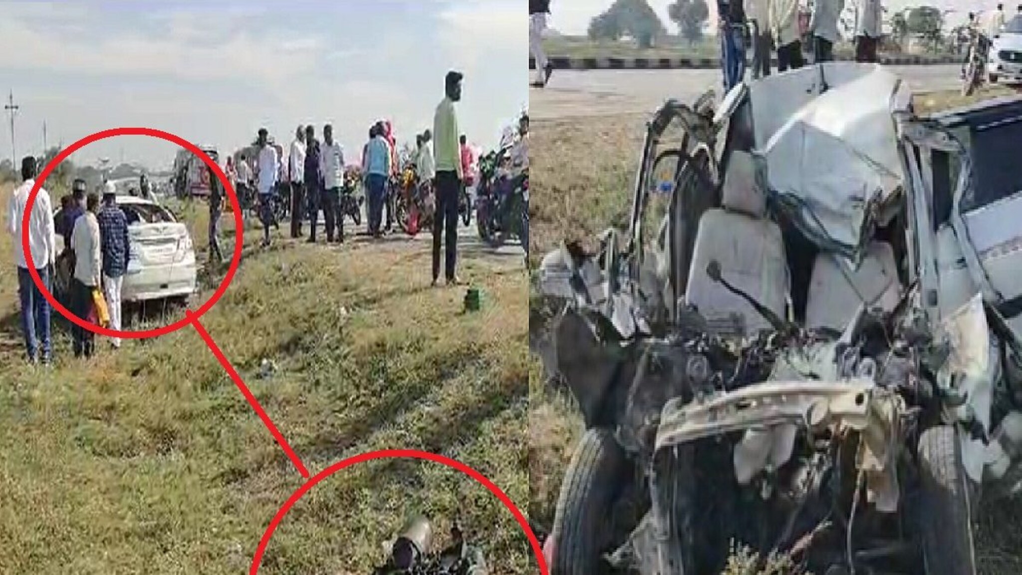 ऊसाच्या ट्रॅक्टरला कारची धडक, 3 शिक्षकांसह चौघे ठार; इंजिन एकीकडे, गाडी दुसरीकडे