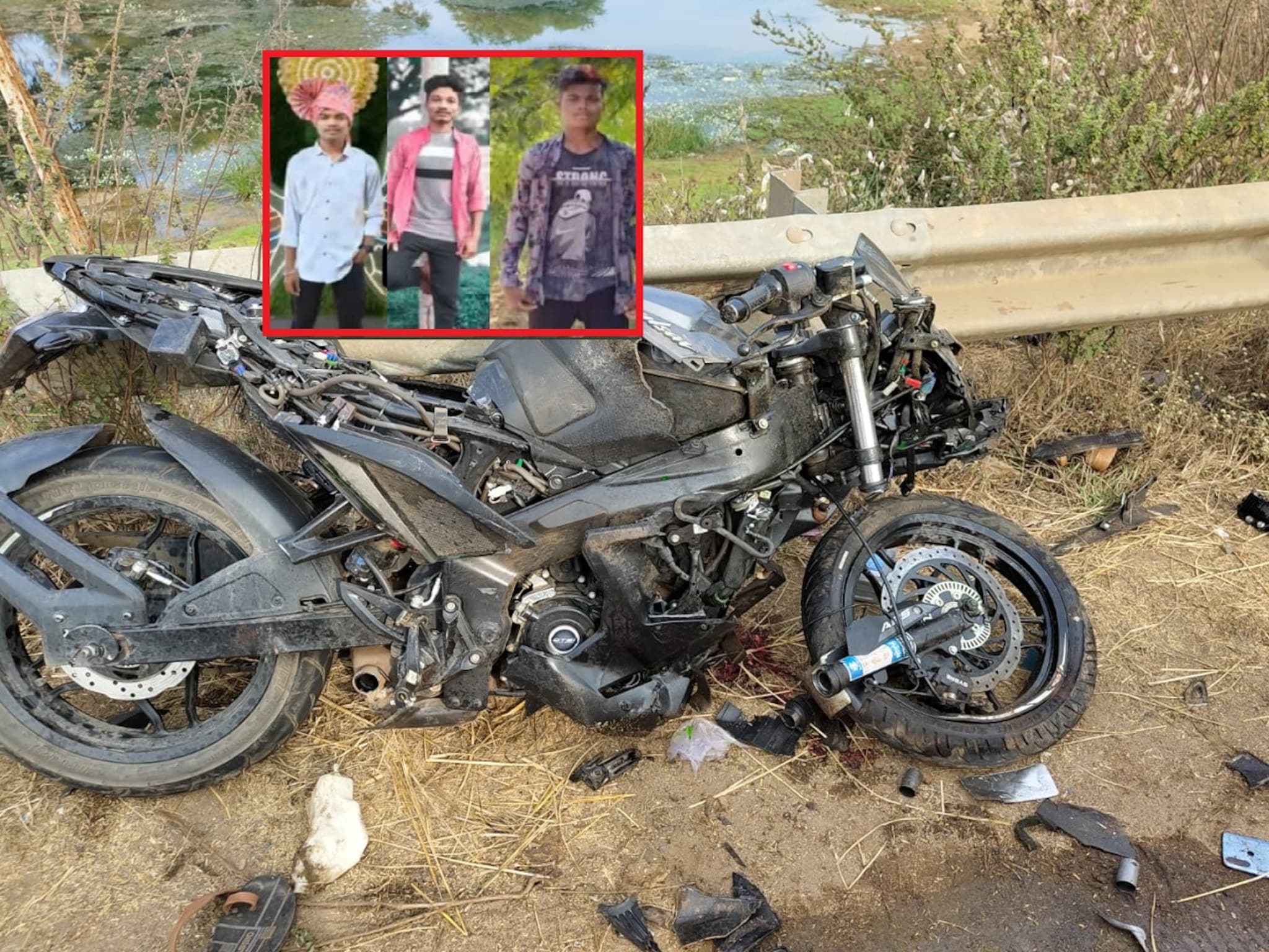 नवीनच घेतलेली बाईक, ट्रकला धडकून भीषण अपघात; गाडीचे तुकडे, तीन तरुणांचा मृत्यू