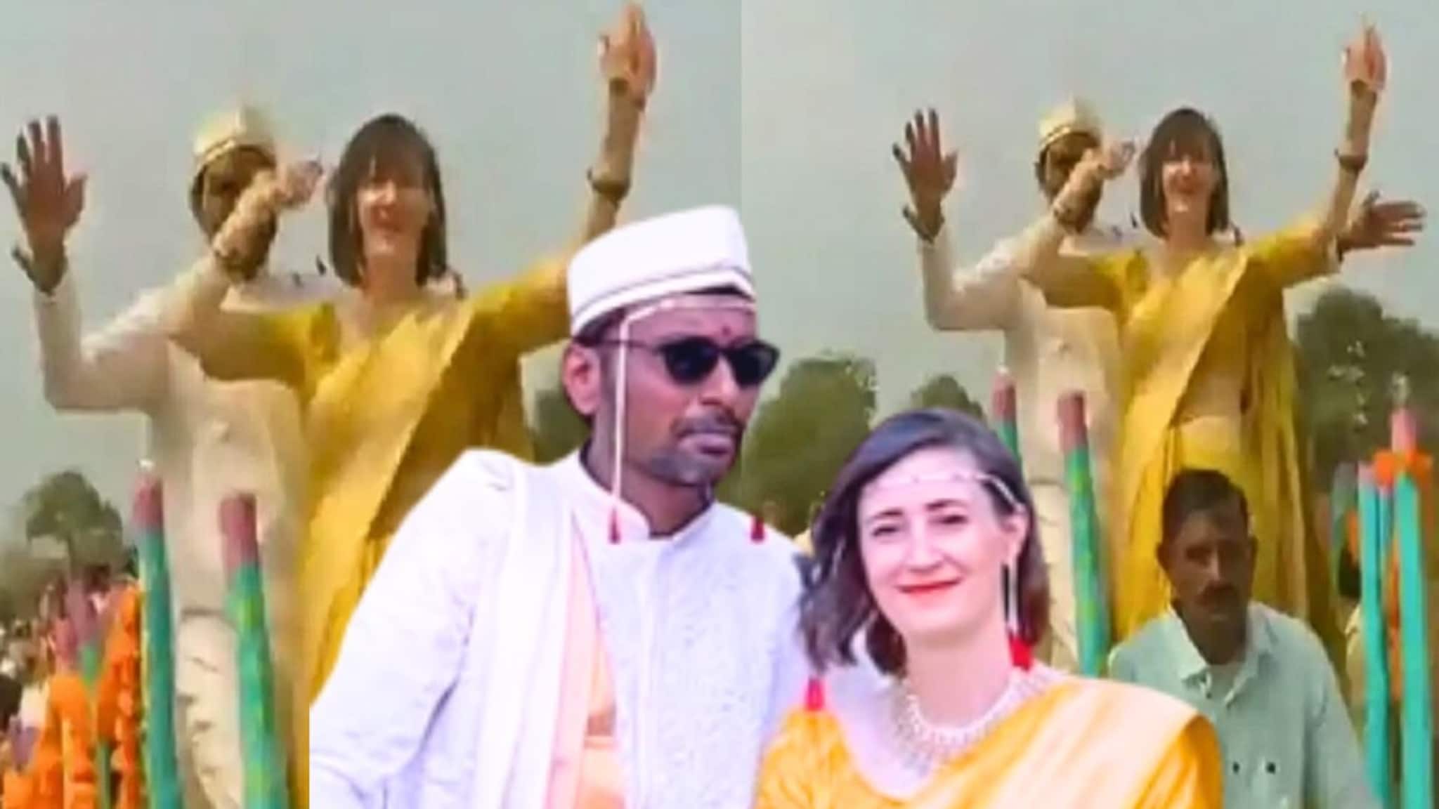 फॉरेनची पाटलीन! चंद्रपूरचा मुलगा, ऑस्ट्रियाची सून; झाडाखाली लग्न अन् बैलगाडीतून वरात, 9 देशांचे वऱ्हाडी