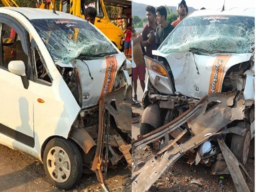 नॅनो कार दापोलीच्या दिशेने जात असताना लोहारे हद्दीत हॉटेल कदम पॅलेस समोर रस्त्याकडेला उभा असणाऱ्या झायलो कारवर आदळली.