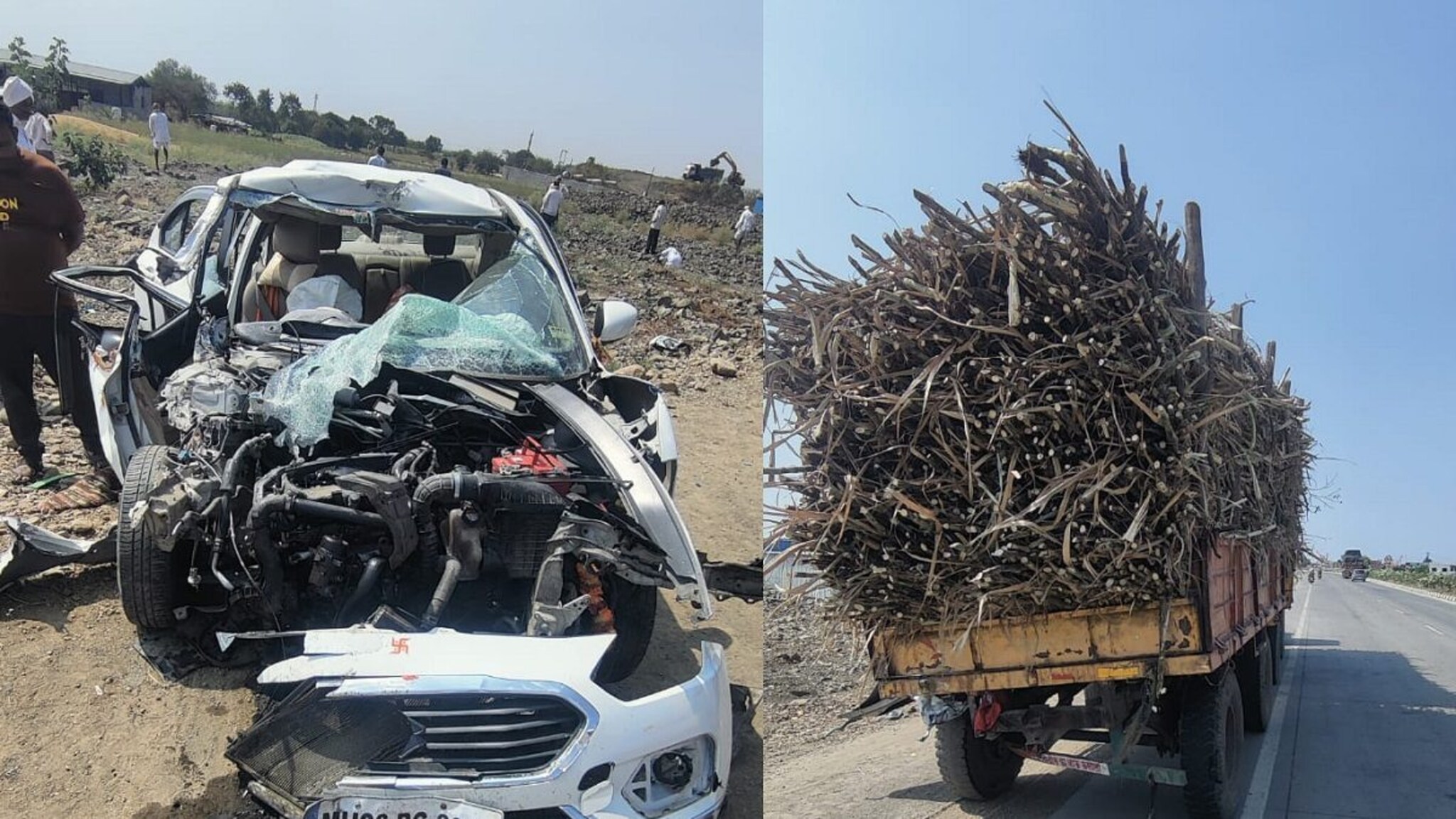 ऊसाच्या ट्रॅक्टरला धडकल्याने कारचा चक्काचूर, चार मित्रांचा जागीच मृत्यू