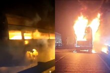 मोठी बातमी! मुंबई-पुणे एक्स्प्रेस वे वर प्रवाशांनी भरलेल्या बसला भीषण आग