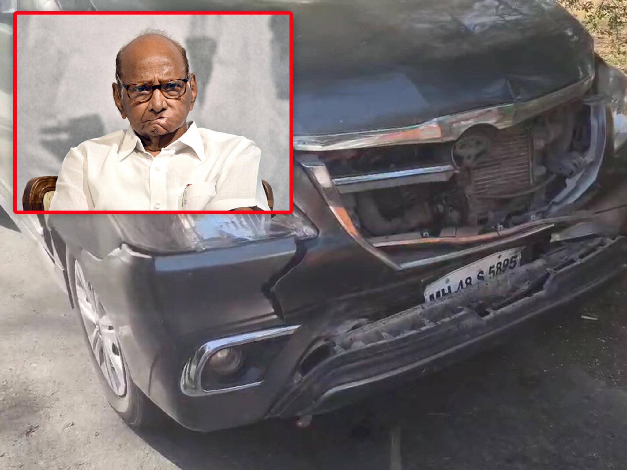 शरद पवारांच्या ताफ्यातील गाड्यांचा भीषण अपघात, घटनास्थळाचे Exclusive PHOTOS