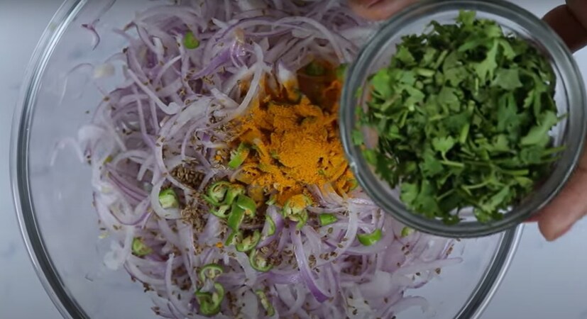 मग त्यावर एक ते दोन चमचे लाल तिखट, एक चमचा चाट मसाला, एक चमचे आलं लसूण आणि हिरव्या मिर्चीची पेस्ट, एक ते दोन चमचे जीरा पावडर, एक ते दोन कप चिरलेली कोथिंबीर, चवीनुसार मीठ टाकून एकत्र मिक्स करून घ्या.