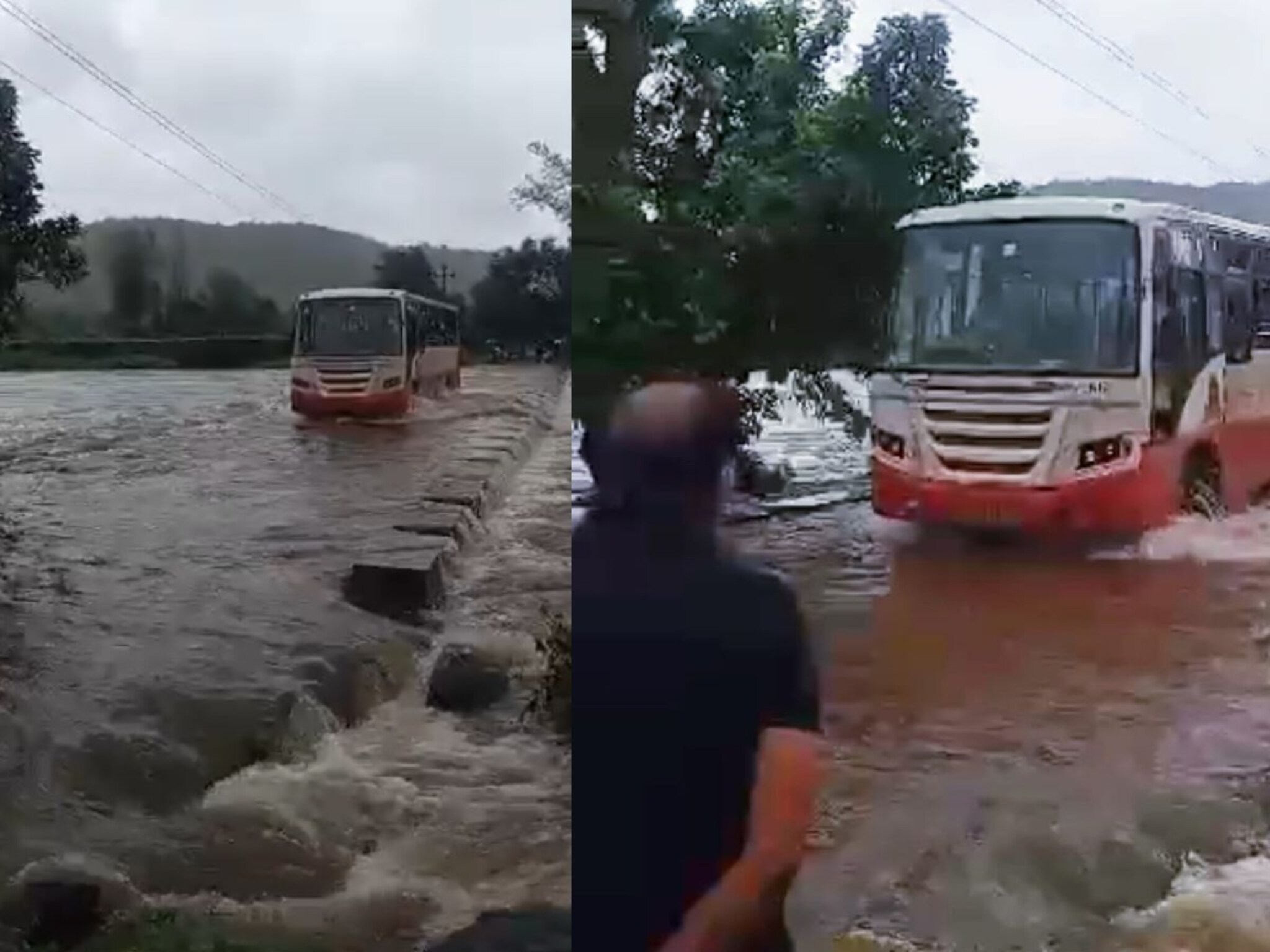 एसटी चालकाची स्टंटबाजी, पुरातून घातली बस, अंगावर शहारे आणणारा VIDEO