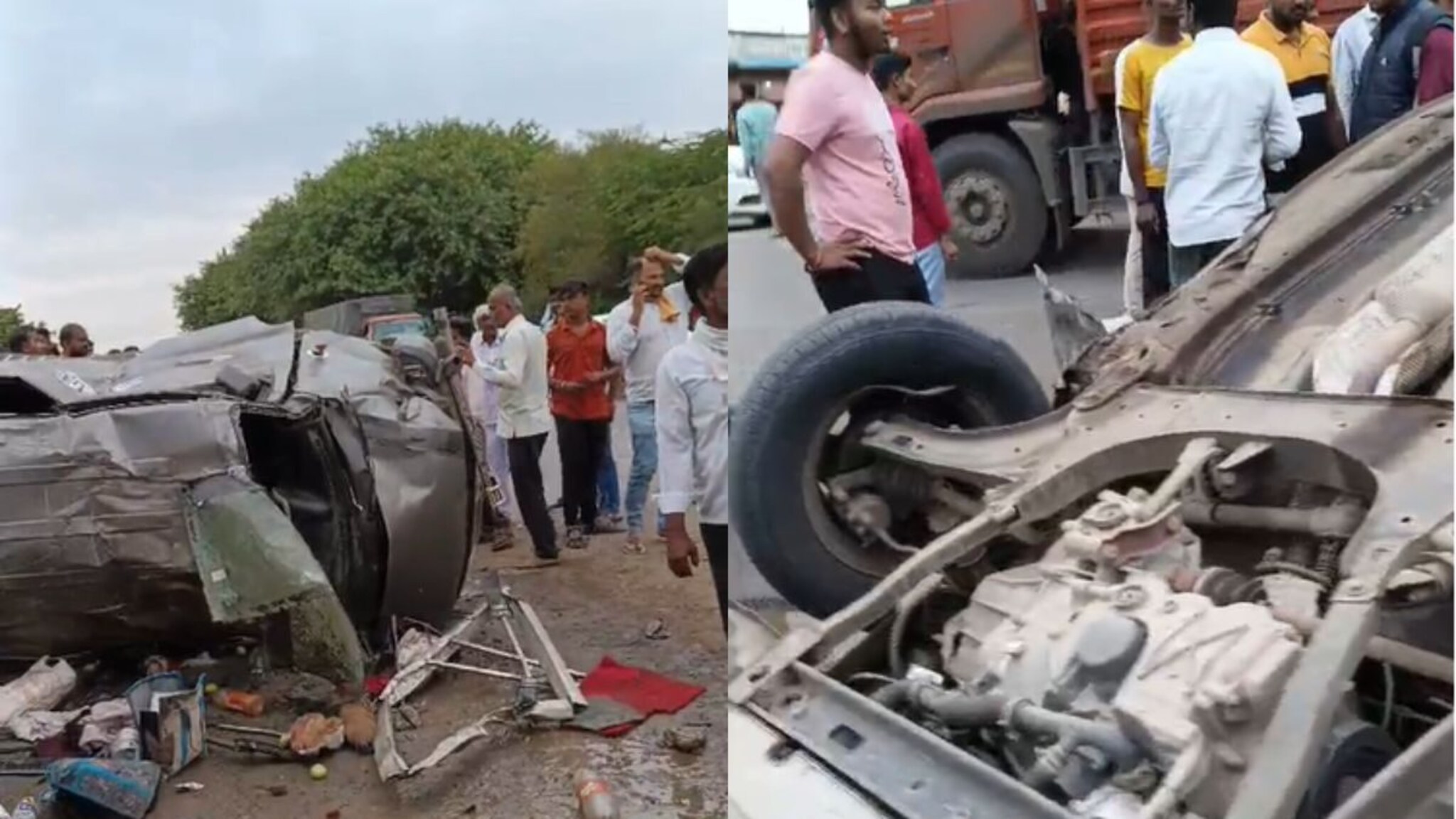 Ahmednagar News : नगर हिट अँड रन प्रकाराने हादरला! पांढरी पुलाजवळ कंटेनरची 8 वाहनांना धडक; भयावह PHOTOS