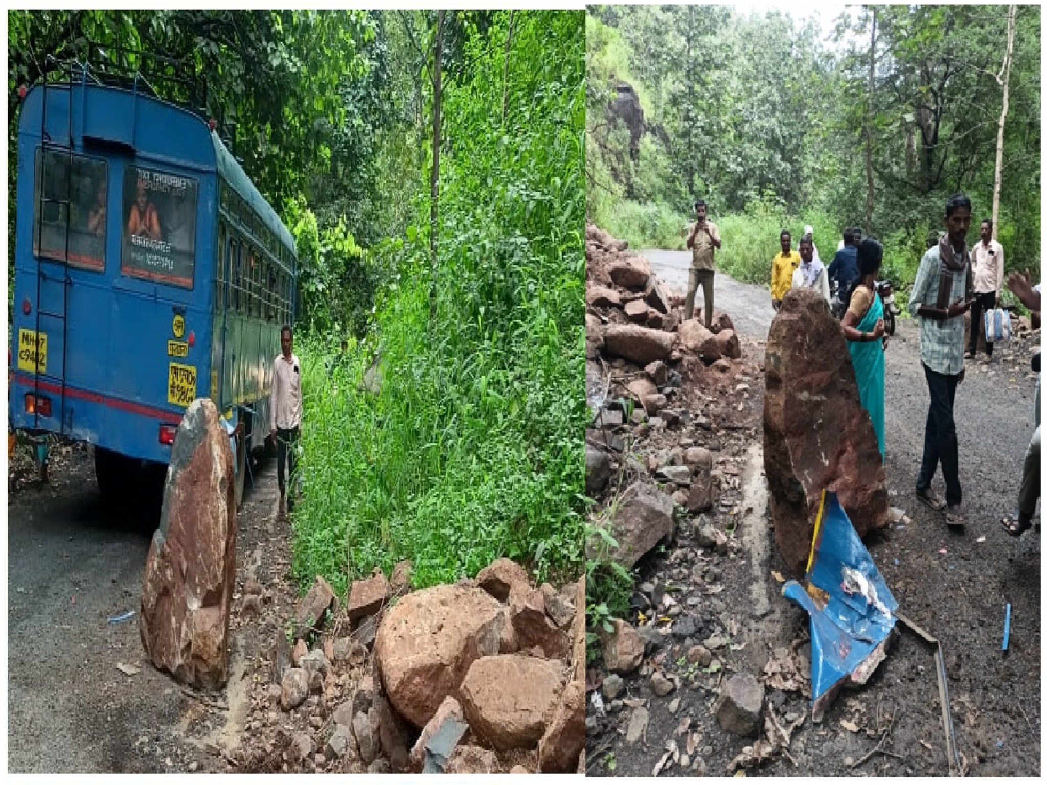 चिखलदऱ्यात भूकंप, पर्यटक भीतीच्या छायेत, भूकंपाच्या धक्क्याने एसटीवर दरड कोसळली