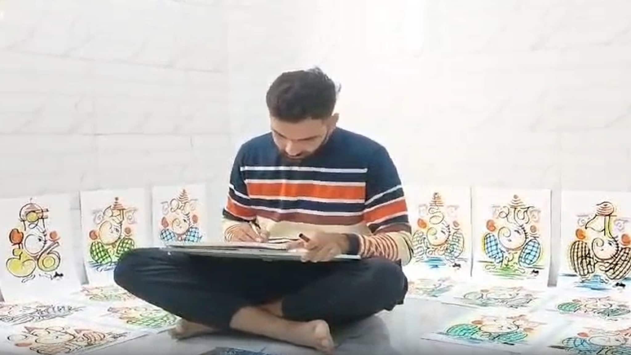 अक्षर गणेशामधून अष्टविनायक गणपतीचे रेखाटले चित्र, VIDEO