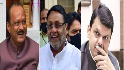अजित पवार-नवाब मलिक-देवेंद्र फडणवीस अजित पवार-नवाब मलिक-देवेंद्र फडणवीस
