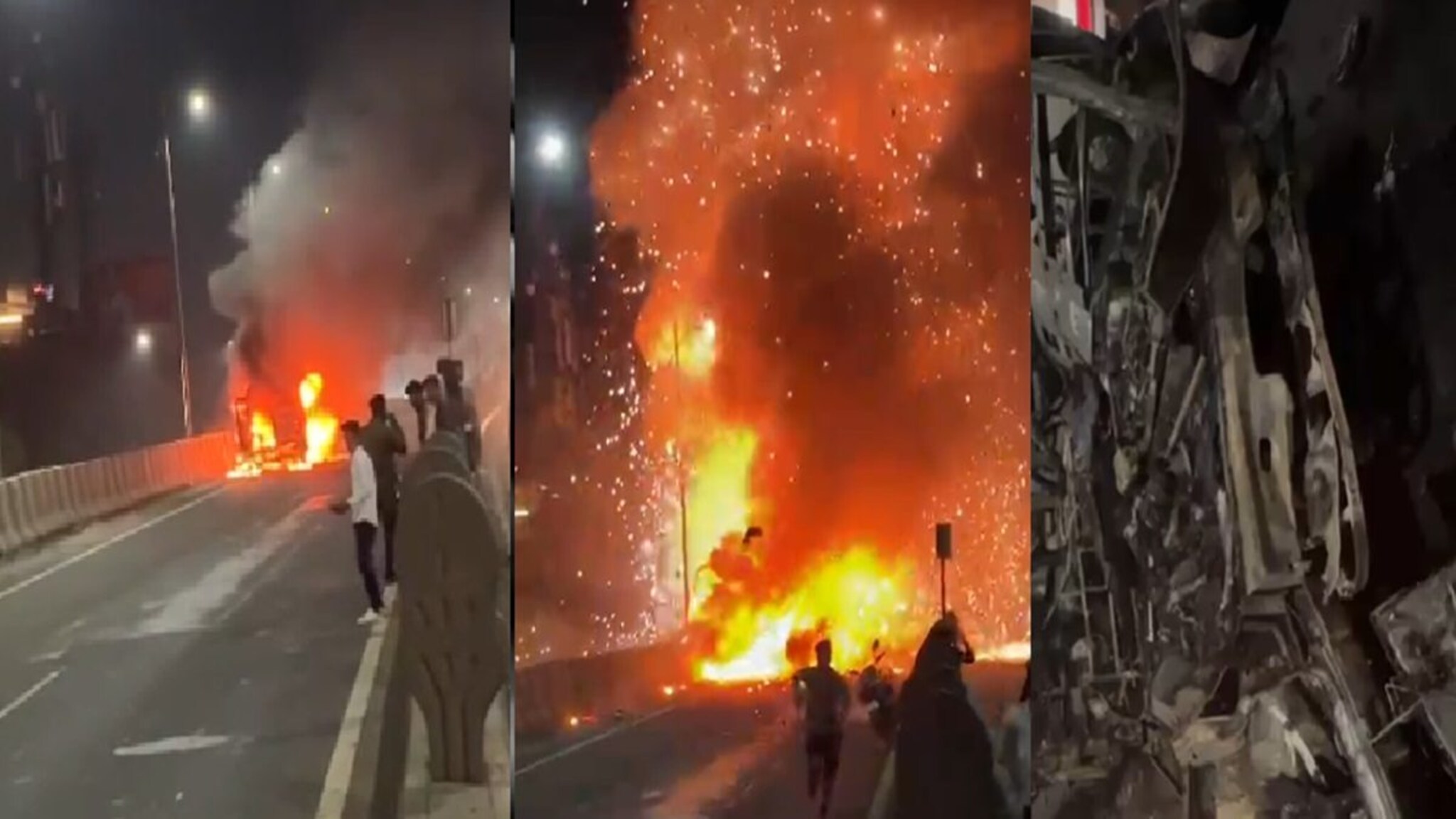 गर्भवतीला नेणाऱ्या एम्ब्युलन्समध्ये आगीचा भडका, स्फोटानंतर गाडीच्या चिंधड्या