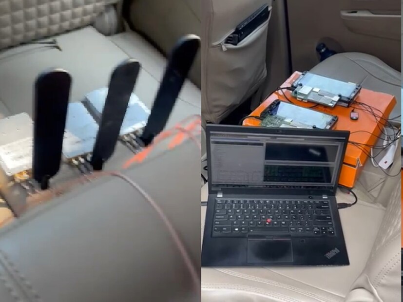 गाडीत लॅपटॉप, जॅमरसारखी उपकरणे आणि हार्डडिस्क सापडले आहेत. नवी मुंबईत नेरूळमध्ये हा प्रकार घडला आहे.