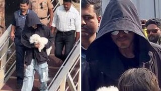 पापाराझी आणि चाहत्यांना टाळण्यासाठी, त्याने लांब काळे कोट घातले होते.