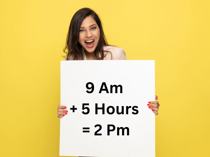 या गणितात जे नंबर आहेत, ते वेळ दाखवतात. इथं 9 म्हणजे 9 वाजले आहेत आणि 5 म्हणजे 5 तास. या दोघांना जोडलं की दुपारचे 2 वाजतात. म्हणजे 9 Am + 5 Hours = 2 Pm.