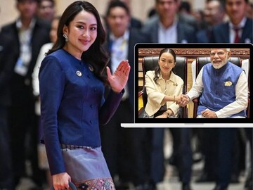 थायलंडच्या पीएम पंतप्रधान नरेंद्र मोदींसोबत