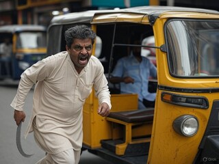 Notorious criminal ran after rickshaw driver with a sickle (AI Image)